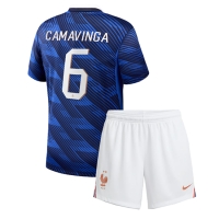 Camiseta Francia Eduardo Camavinga #6 Primera Equipación Replica Mundial 2026 para niños mangas cortas (+ Pantalones cortos)